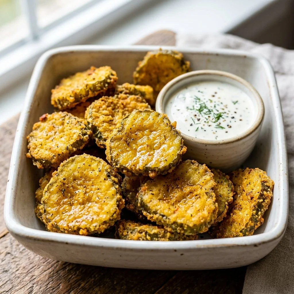 Crispy air fryer pickles served as a tasty snack