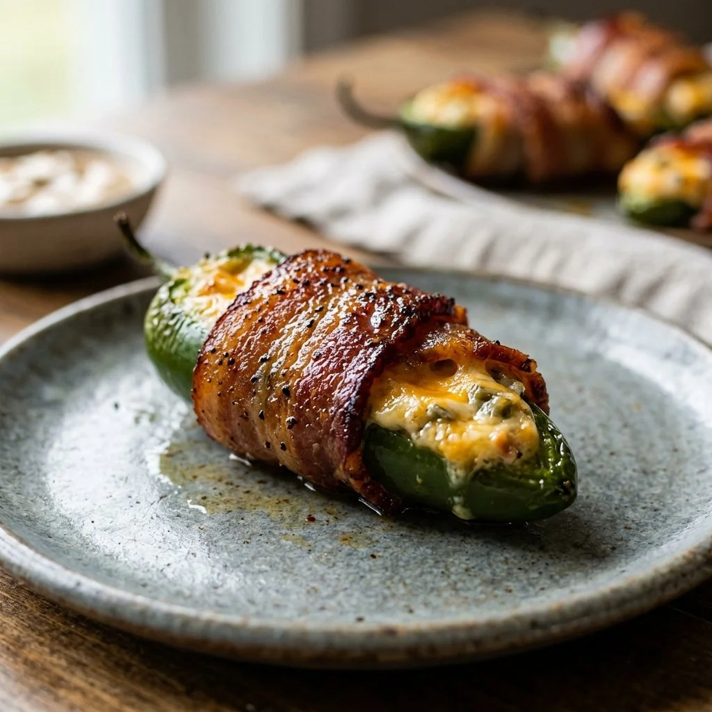 Delicious Bacon Wrapped Jalapenos appetizer on a platter