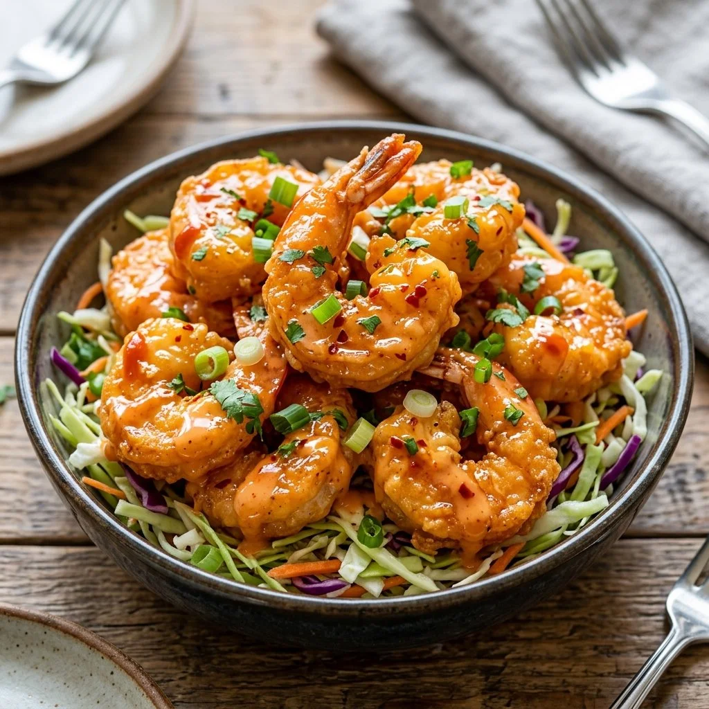 Crispy Bang Bang Shrimp served with a spicy sauce
