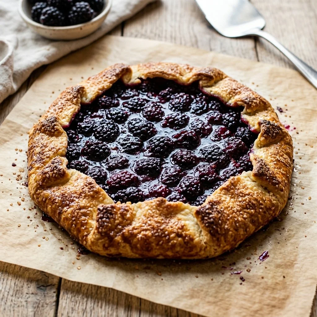 Delicious homemade blackberry galette fresh from the oven