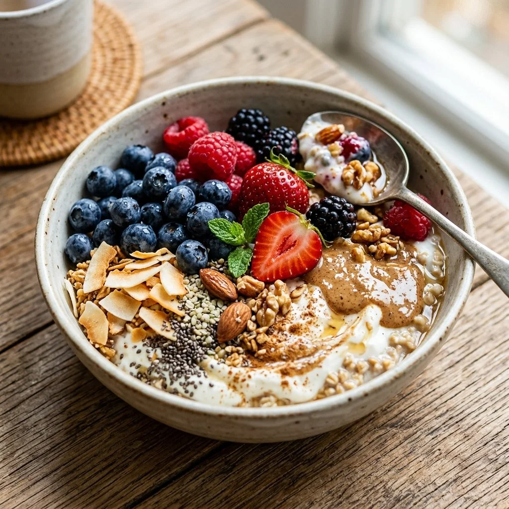 Delicious Breakfast Power Bowl filled with nutritious ingredients for a healthy start.