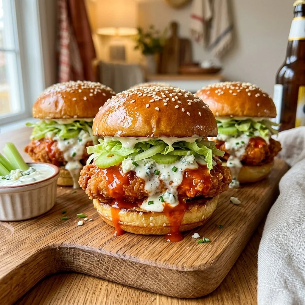Delicious Buffalo Chicken Sliders served on a platter