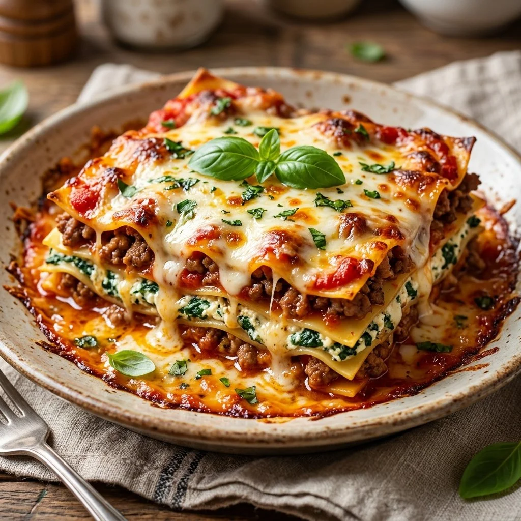 Deliciously layered Ground Turkey Lasagna ready to serve.