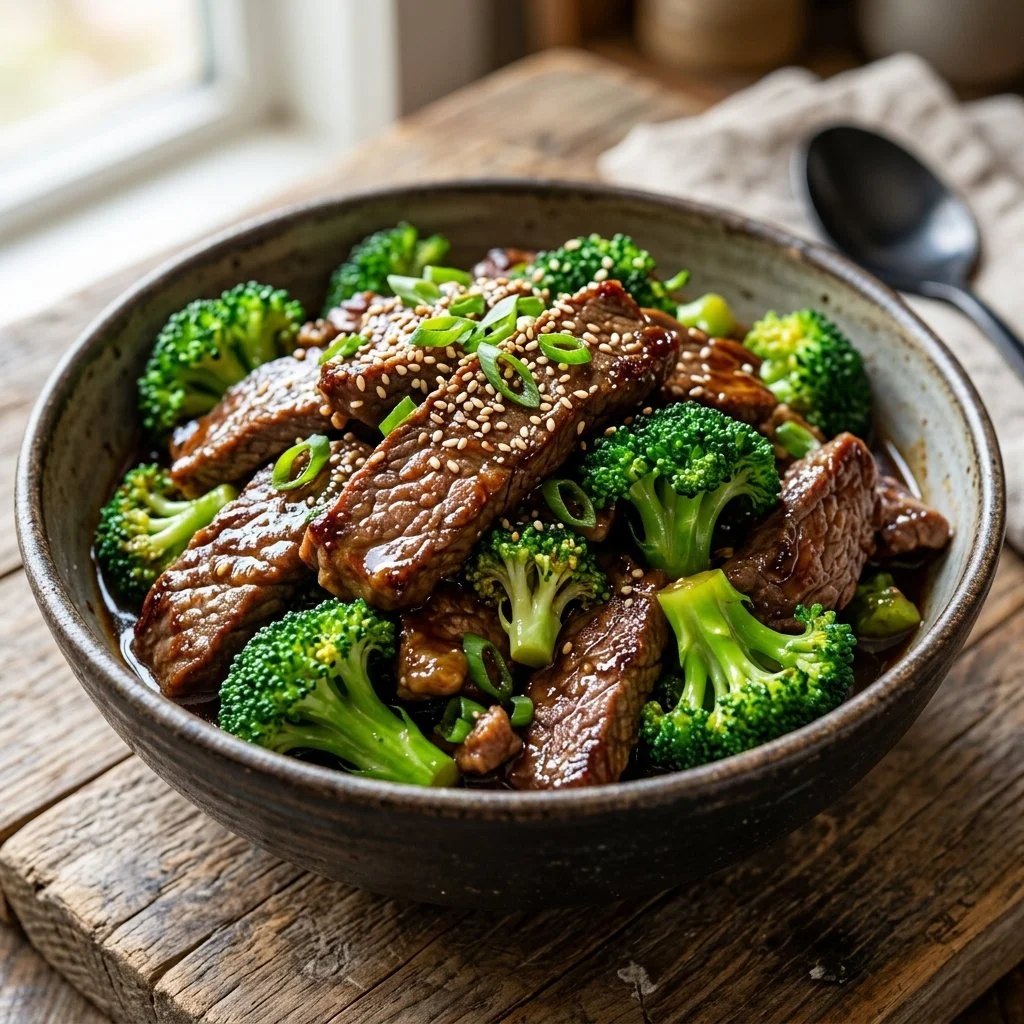 Healthy beef and broccoli stir-fry with vibrant vegetables