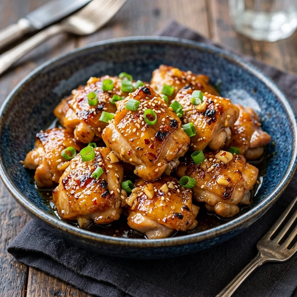 Delicious Honey Garlic Chicken served with vegetables and rice