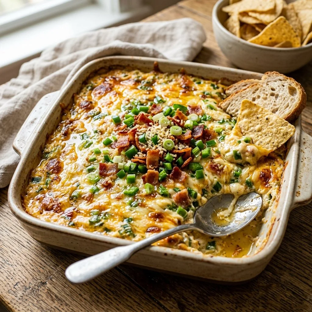 Delicious Jalapeno Popper Dip served with crunchy tortilla chips.