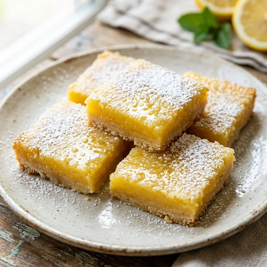 Delicious homemade lemon bars with a bright lemon glaze.