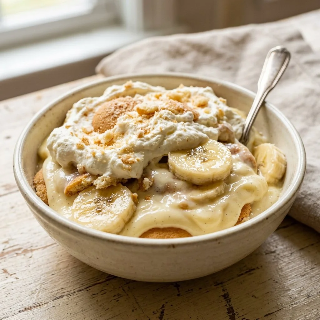 Delicious Magnolia Bakery banana pudding served in a dessert cup.