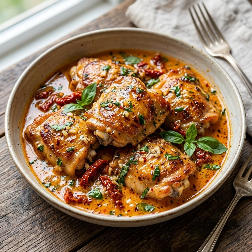 Delicious Marry Me Chicken served with creamy sauce and herbs