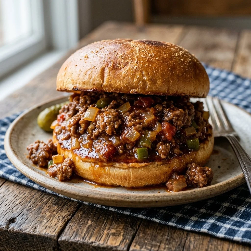 Delicious Sloppy Joes served on a bun with ground beef and sauce