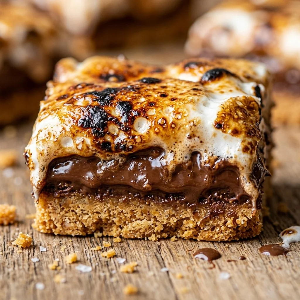 Delicious homemade S'mores Bars with chocolate, marshmallow, and graham cracker layers