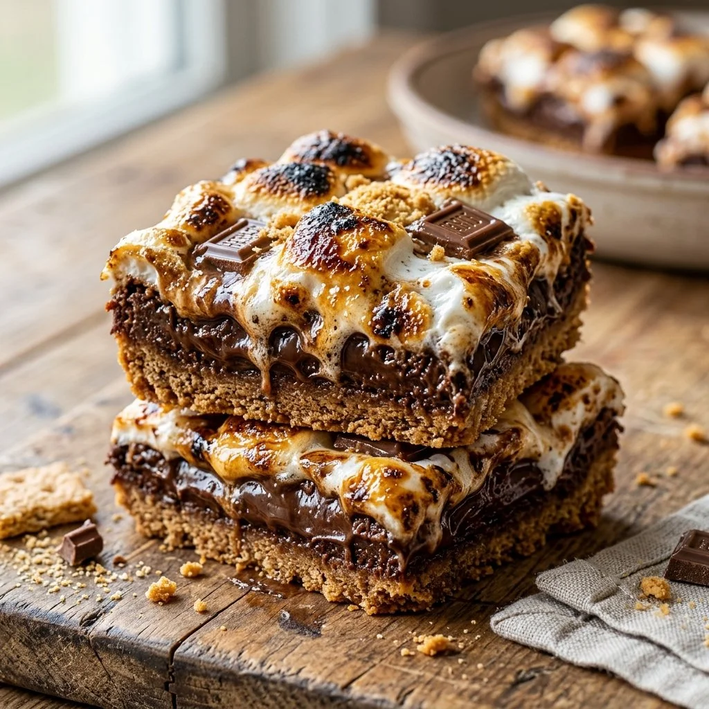 Delicious S'mores Dessert Bars with chocolate and marshmallows