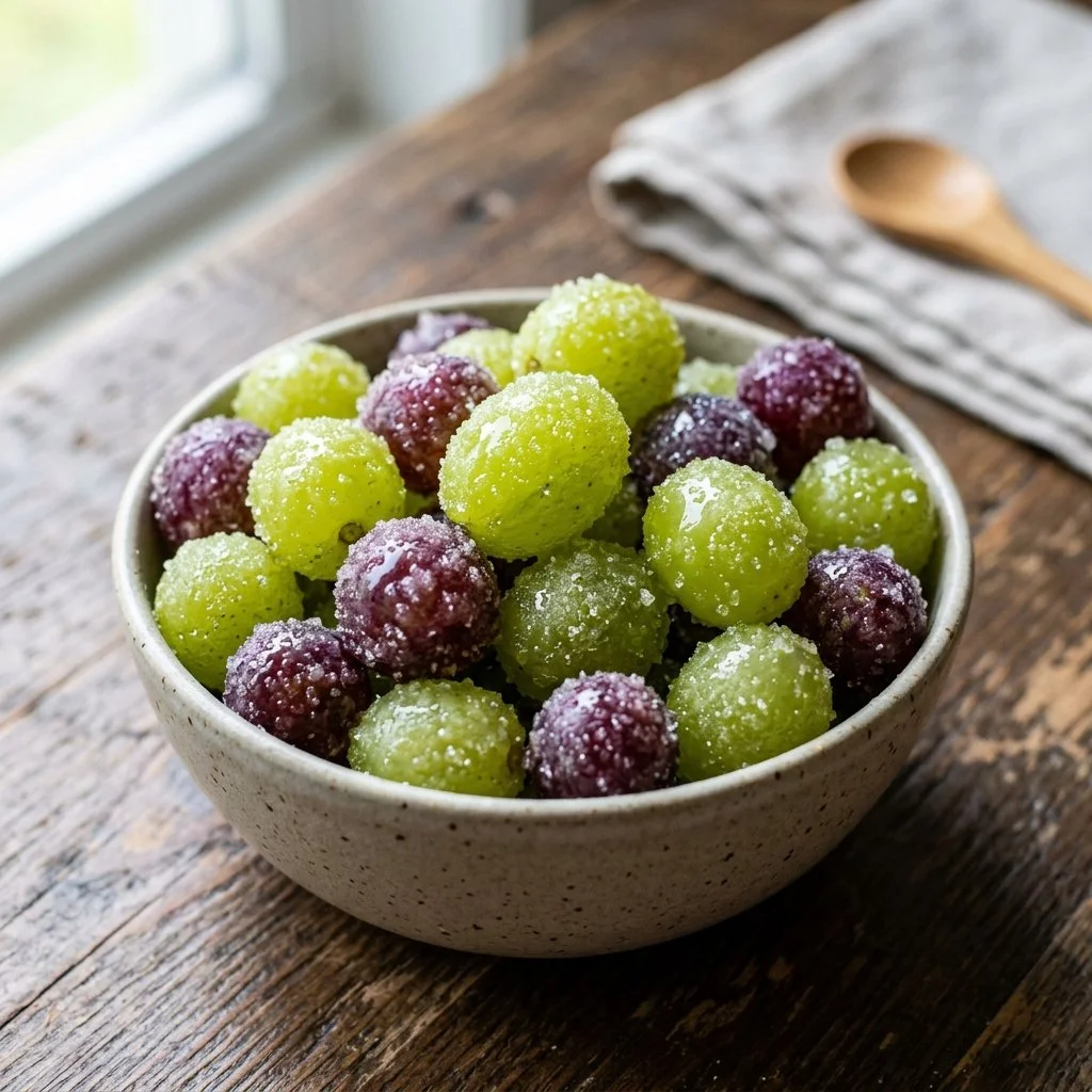 Bowl of Sour Patch Grapes with sweet and sour candy flavors