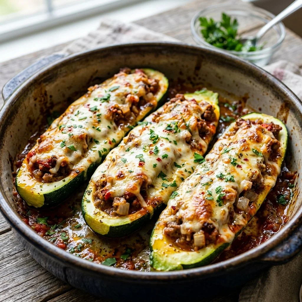 Delicious stuffed zucchini boats filled with savory ingredients