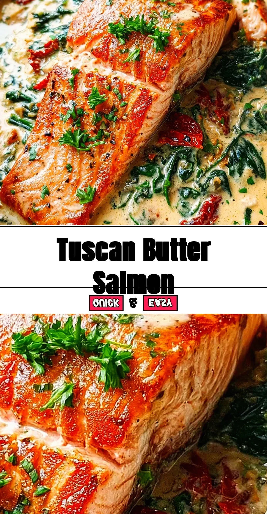 Tuscan Butter Salmon - Pinterest Pin - Easy Dinner Recipes